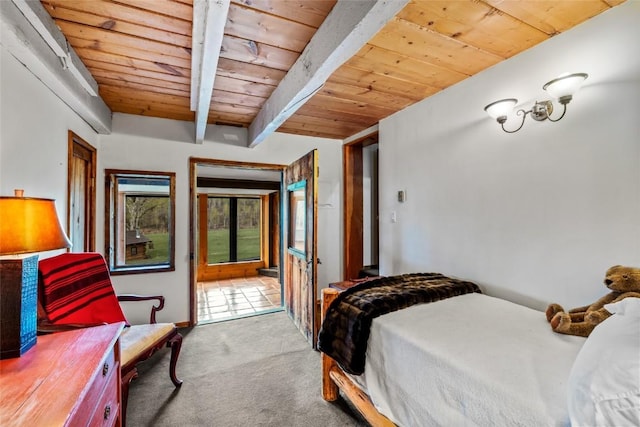 27845 County Road 41a, Steamboat Springs, CO 80487 - carpeted bedroom with wooden ceiling and beamed ceiling