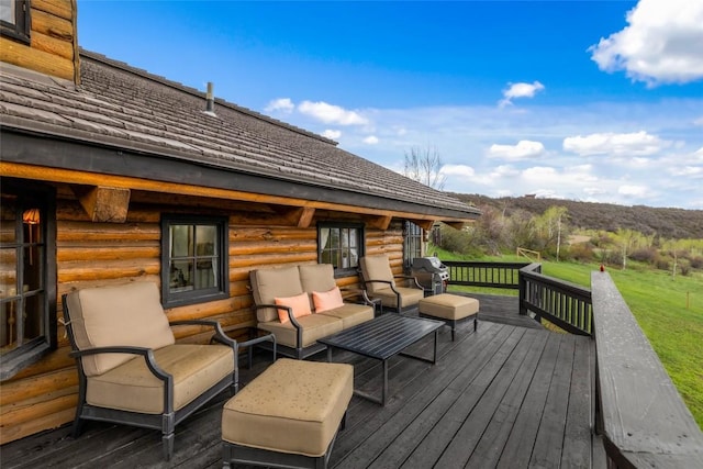 27845 County Road 41a, Steamboat Springs, CO 80487 - deck featuring an outdoor hangout area and a yard