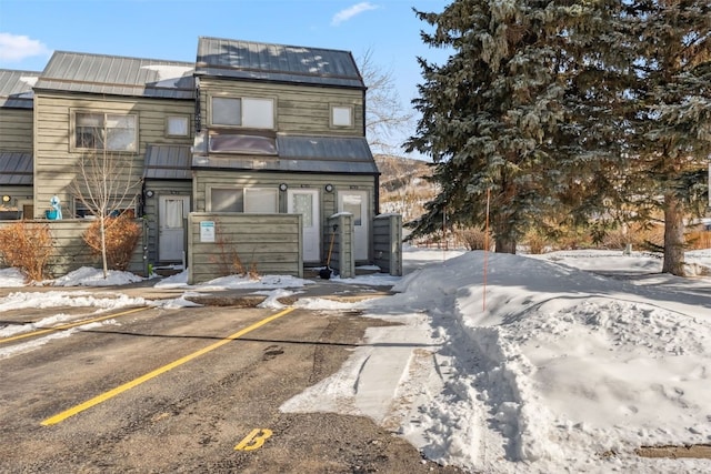 view of front of house featuring metal roof