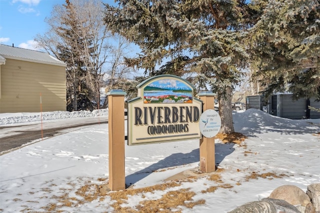 view of community sign