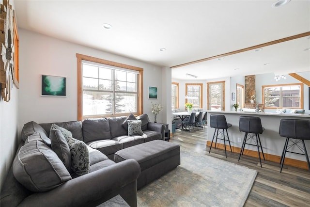 186 Rachel Ln, Breckenridge, CO 80424 - living room with recessed lighting, wood finished floors, and plenty of natural light