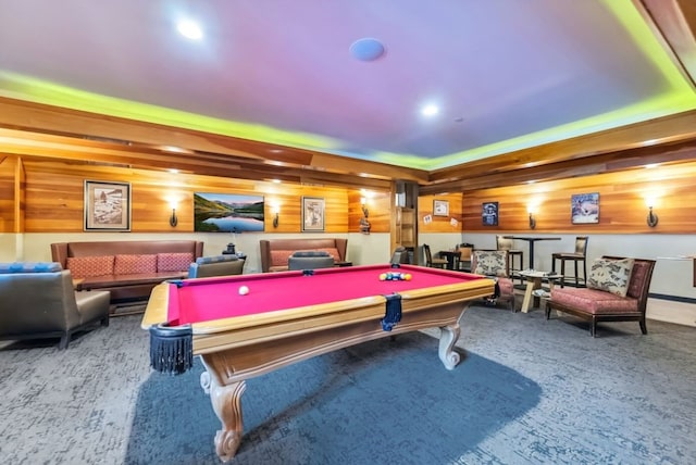 175 Argentine Ct Unit 1513, Keystone, CO 80435 - playroom with billiards, wood walls, and carpet floors