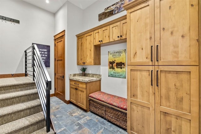 2357 Poma Ln Lot 2, Steamboat Springs, CO 80487 - mudroom with recessed lighting, dark stone finish flooring, and baseboards
