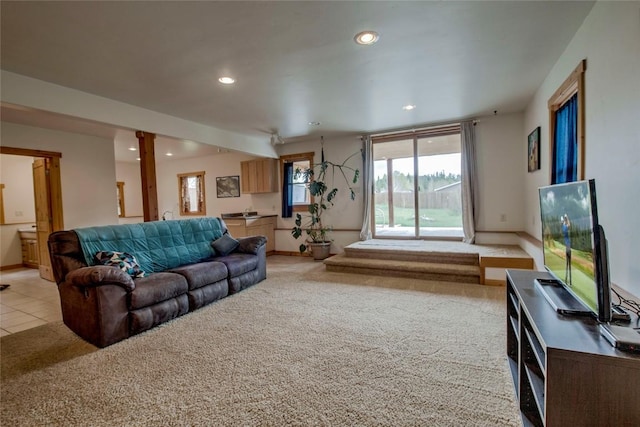 196 Vail Cir, Dillon, CO 80435 - living area featuring light carpet and recessed lighting