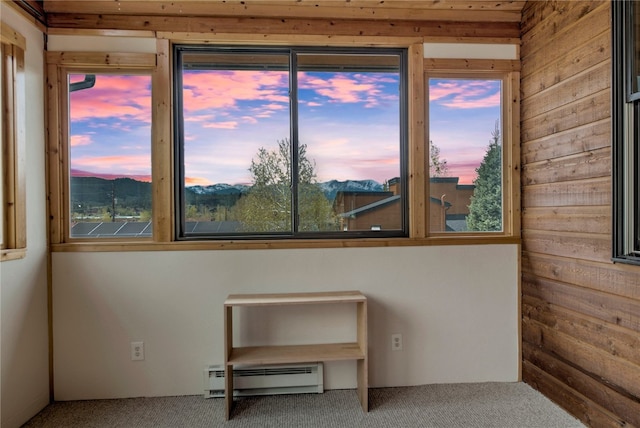 196 Vail Cir, Dillon, CO 80435 - carpeted spare room featuring baseboard heating and wooden walls