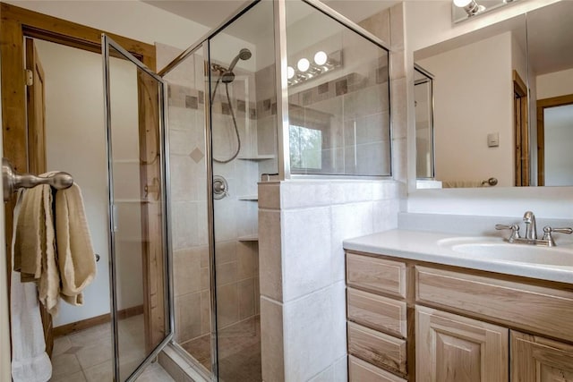 196 Vail Cir, Dillon, CO 80435 - full bathroom featuring a shower stall, vanity, and tile patterned flooring