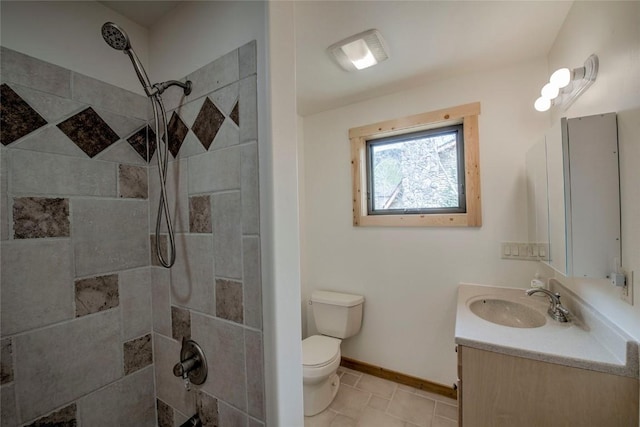 196 Vail Cir, Dillon, CO 80435 - full bathroom featuring vanity, tiled shower, and tile patterned floors