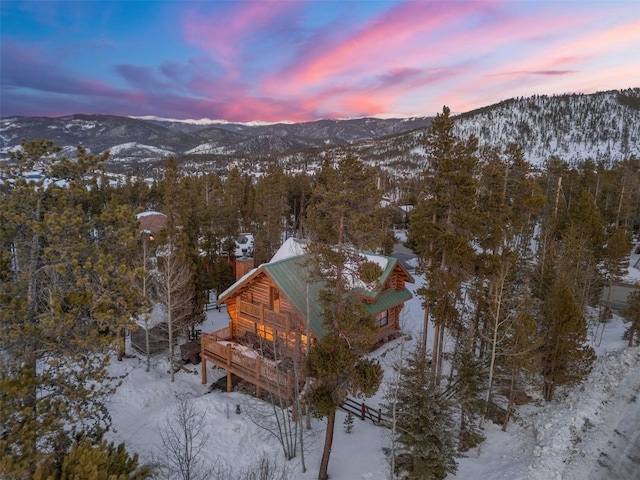 878 American Way, Breckenridge, CO 80424 - snowy aerial view featuring a mountain view