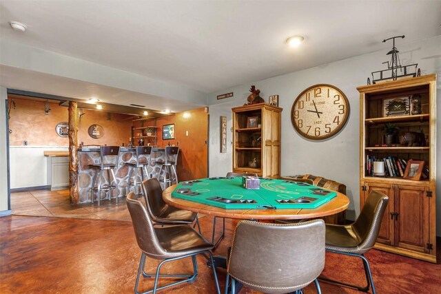 651 Lamb Mountain Rd, Fairplay, CO 80440 - game room featuring bar and finished concrete floors