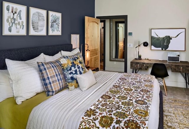 bedroom with tile patterned flooring