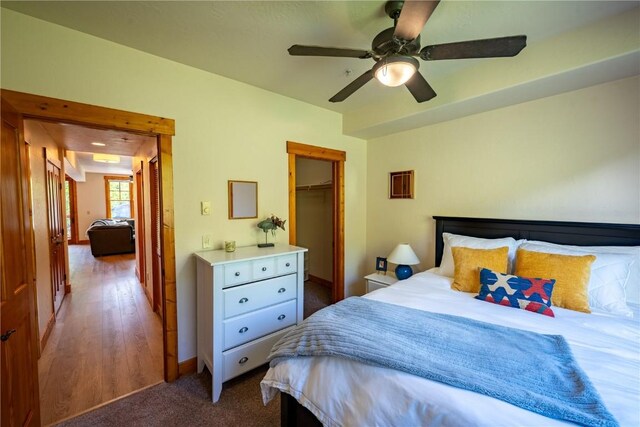 580 Anglers Dr Unit 204, Steamboat Springs, CO 80487 - bedroom with a closet, ceiling fan, baseboards, and a spacious closet
