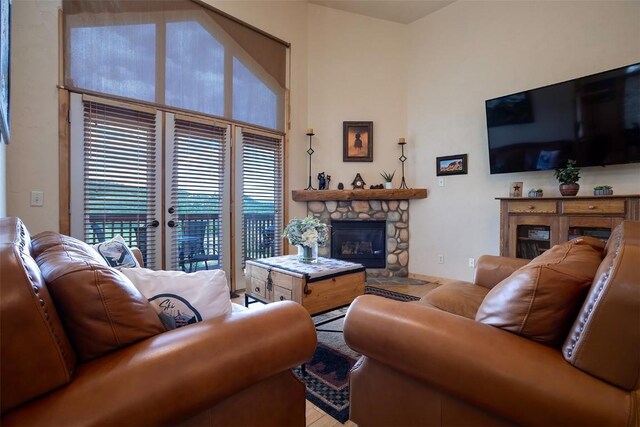 631 Parkview Dr, Steamboat Springs, CO 80487 - living area with a fireplace