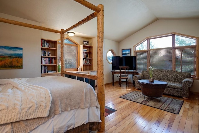 631 Parkview Dr, Steamboat Springs, CO 80487 - bedroom featuring vaulted ceiling and wood-type flooring