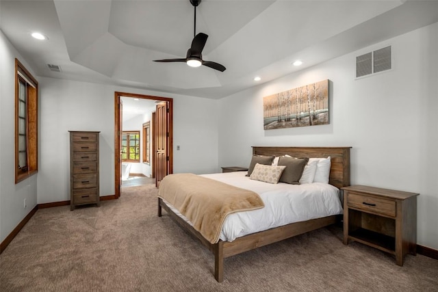 2600 Eagleridge Dr Unit 26, Steamboat Springs, CO 80487 - carpeted bedroom with baseboards, recessed lighting, and a ceiling fan