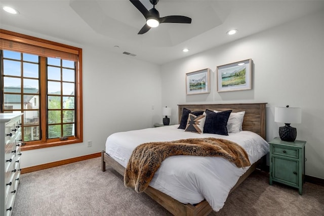 2600 Eagleridge Dr Unit 26, Steamboat Springs, CO 80487 - carpeted bedroom with recessed lighting, baseboards, and a ceiling fan