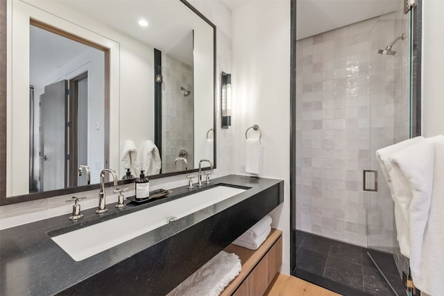 628 Independence Rd, Keystone, CO 80435 - full bath featuring a stall shower, vanity, and recessed lighting
