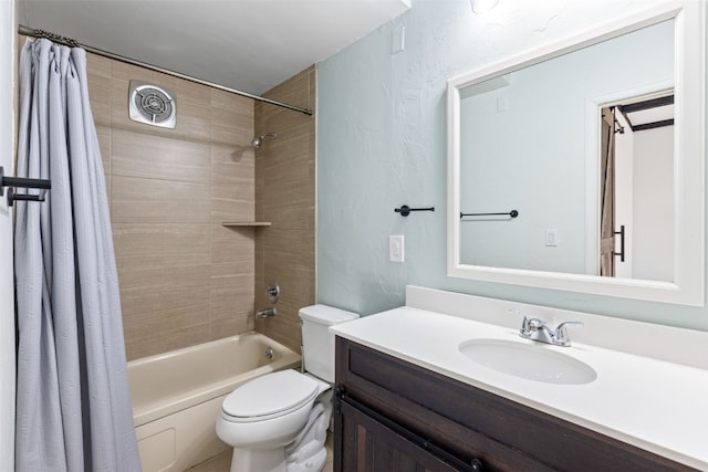 8011 Ryan Gulch Rd Unit B2, Silverthorne, CO 80498 - bathroom featuring shower / bathtub combination with curtain, vanity, and a textured wall