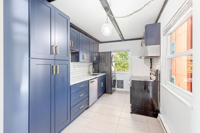 8011 Ryan Gulch Rd Unit B2, Silverthorne, CO 80498 - kitchen featuring dishwasher, light countertops, stove, tasteful backsplash, and light tile patterned floors
