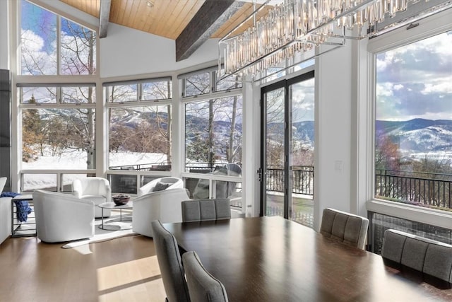 36125 Quarry Ridge Rd, Steamboat Springs, CO 80487 - sunroom with a chandelier, healthy amount of natural light, and a mountain view