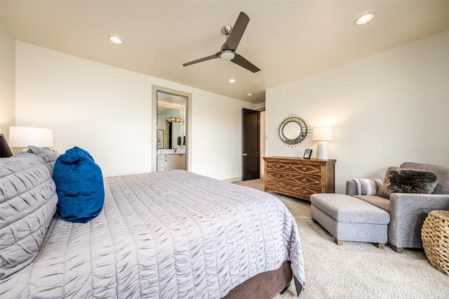 36125 Quarry Ridge Rd, Steamboat Springs, CO 80487 - bedroom featuring light carpet, recessed lighting, and a ceiling fan