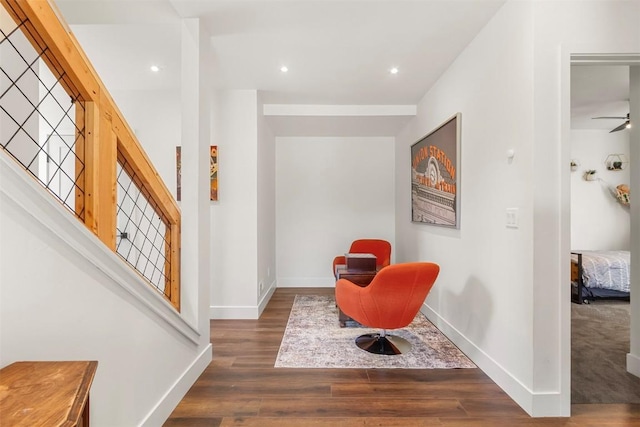 581 Fairview Blvd, Breckenridge, CO 80424 - sitting room featuring wood finished floors, baseboards, recessed lighting, and a ceiling fan