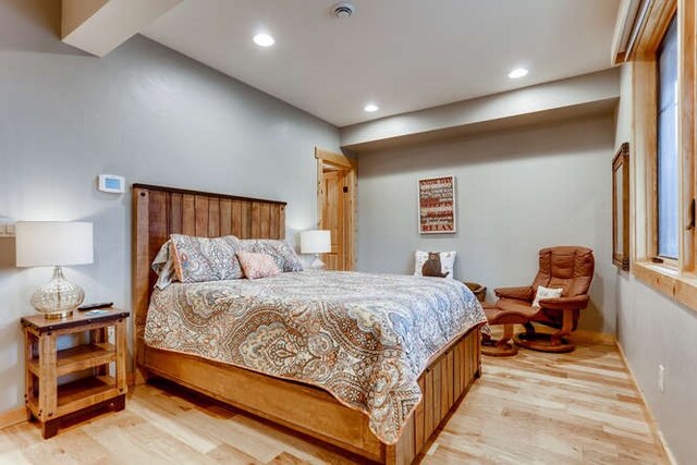 103 Victory Ln, Breckenridge, CO 80424 - bedroom featuring light wood-type flooring, baseboards, and recessed lighting