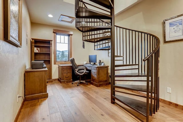 103 Victory Ln, Breckenridge, CO 80424 - office with recessed lighting, baseboards, and light wood-type flooring