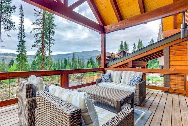 103 Victory Ln, Breckenridge, CO 80424 - deck featuring outdoor lounge area and a mountain view