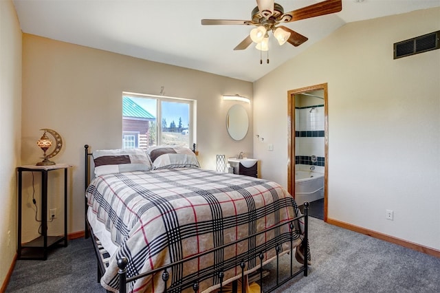 526 Sharps Way, Como, CO 80456 - carpeted bedroom with vaulted ceiling, baseboards, and a ceiling fan