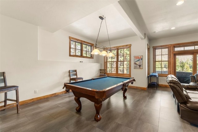 50 Cooney Ct, Blue River, CO 80424 - recreation room featuring recessed lighting, billiards table, and beam ceiling