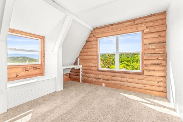 30955 Whitecotton Ct, Steamboat Springs, CO 80487 - additional living space featuring log walls, carpet floors, and lofted ceiling