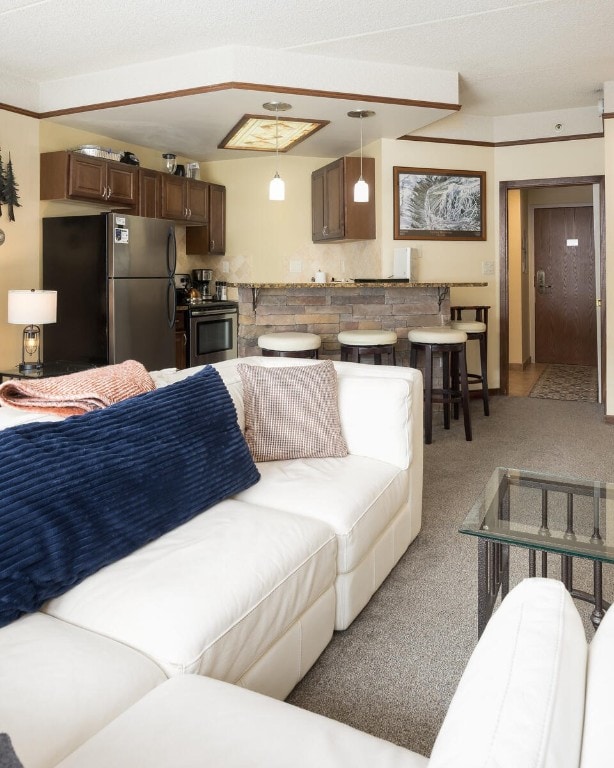 45 Beeler Pl Unit 301, Copper Mountain, CO 80443 - living room featuring light colored carpet