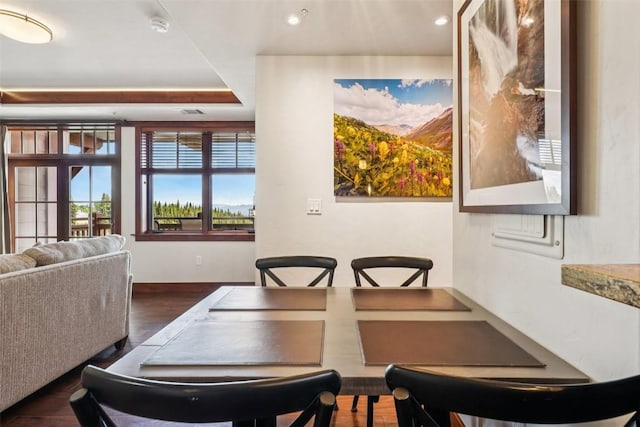 1521 Ski Hill Rd Unit 8312, Breckenridge, CO 80424 - dining room with dark wood-style flooring and recessed lighting