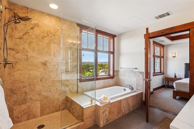 1521 Ski Hill Rd Unit 8312, Breckenridge, CO 80424 - ensuite bathroom with a tile shower, a garden tub, and tile patterned flooring