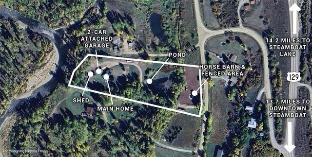 50035 Moon Hill Dr, Steamboat Springs, CO 80487 - map / location featuring property boundaries highlighted