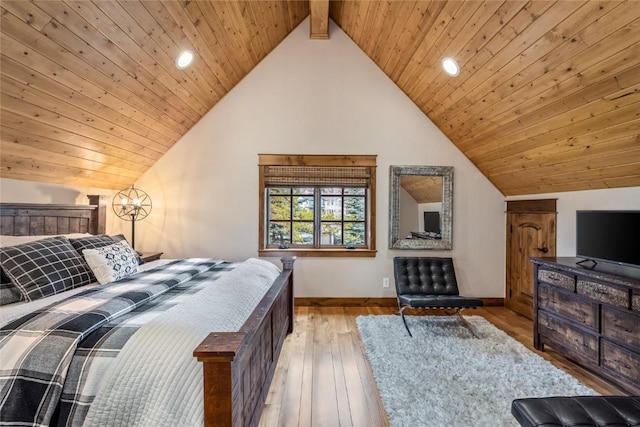 486 Sage Creek Canyon Dr, Silverthorne, CO 80498 - bedroom with lofted ceiling, wood-type flooring, recessed lighting, and wooden ceiling