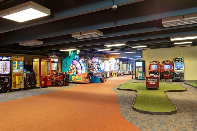 playroom with carpet floors
