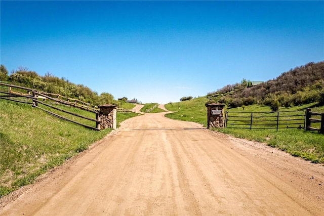 view of street with a rural view