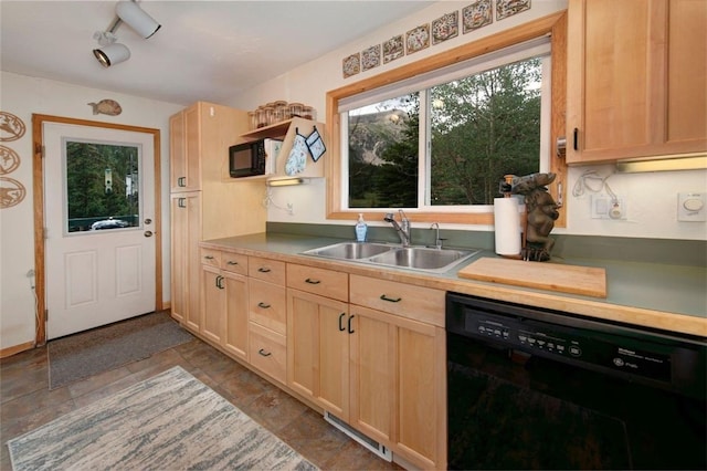 46 Mcdill Rd, Breckenridge, CO 80424 - kitchen with black appliances, light brown cabinets, stone finish floors, and light countertops