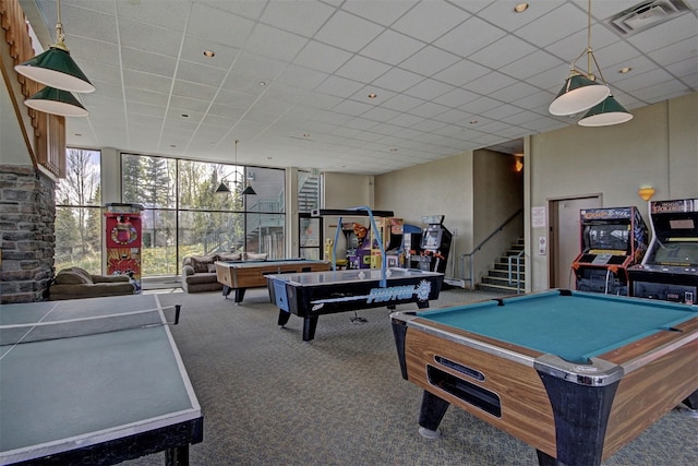 8500 Ryan Gulch Rd Unit G2, Wildernest, CO 80498 - game room featuring billiards, carpet, and expansive windows