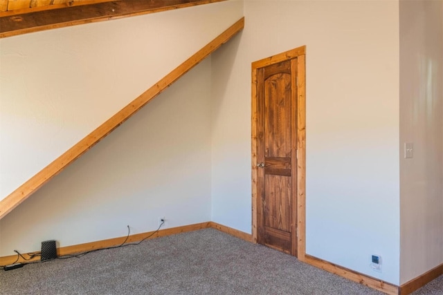additional living space featuring baseboards and carpet