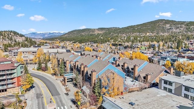 birds eye view of property featuring a mountain view