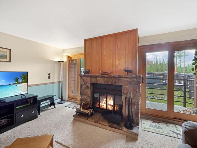 89200 Ryan Gulch Rd Unit 208, Silverthorne, CO 80498 - carpeted living area with a fireplace