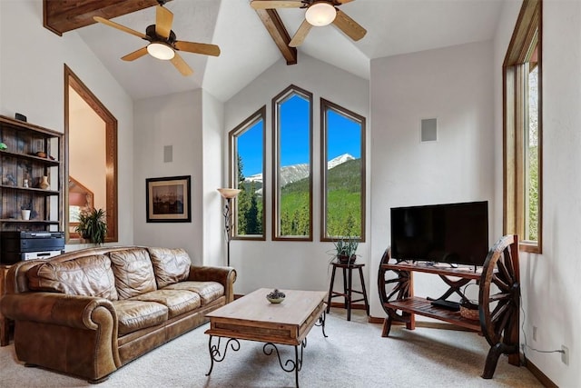 322 Davis Ct, Breckenridge, CO 80424 - carpeted living room featuring a ceiling fan