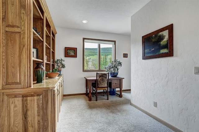 322 Davis Ct, Breckenridge, CO 80424 - home office featuring light carpet and a textured wall