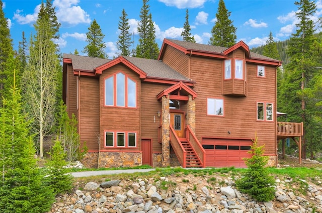 322 Davis Ct, Breckenridge, CO 80424 - chalet / cabin featuring a garage and stone siding