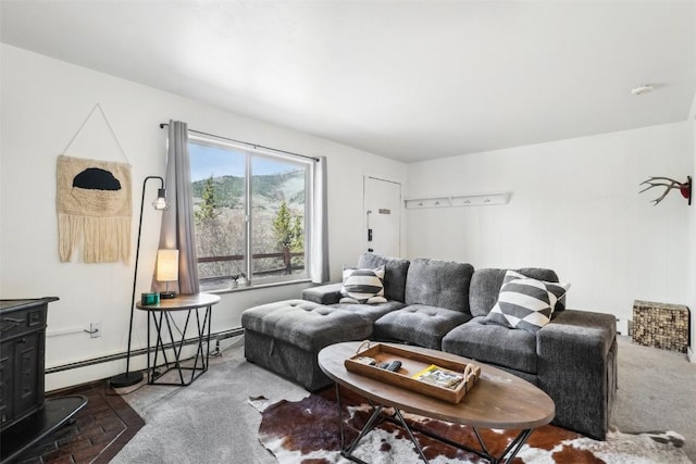 180 Evergreen Rd Unit 102, Dillon, CO 80435 - living area with a baseboard heating unit and carpet floors