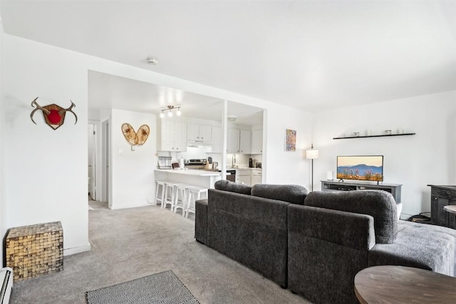 180 Evergreen Rd Unit 102, Dillon, CO 80435 - living area with a baseboard heating unit and light carpet