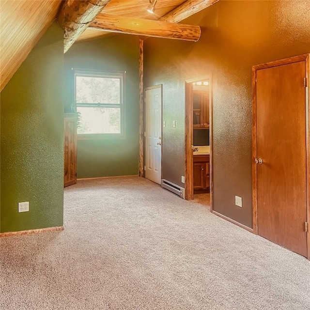 33000 Maricopa Trl, Oak Creek, CO 80467 - additional living space featuring a textured wall, a baseboard radiator, carpet floors, and wood ceiling