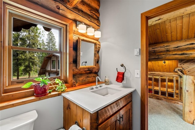 33000 Maricopa Trl, Oak Creek, CO 80467 - half bath with rustic walls and vanity